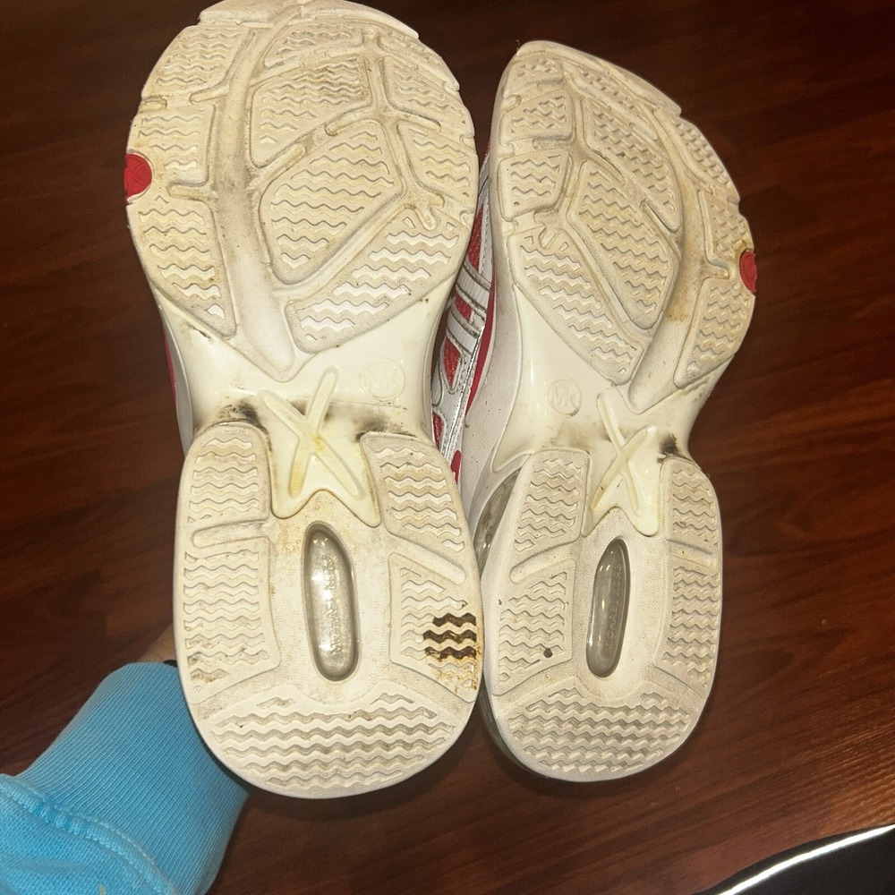 Michael Kors SG22L Womens Red White Leather Mesh Chunky Sneakers Size 8M - Picture 6 of 9